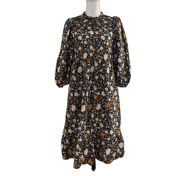 Target Universal Thread Floral High Neck Prairie Dress Women’s SZ S Blue Print - Picture 2 of 10